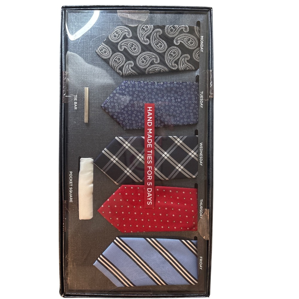 Bergamo New York Tie Set Mens OS Multi5 Ties Tie Bar Pocket Square